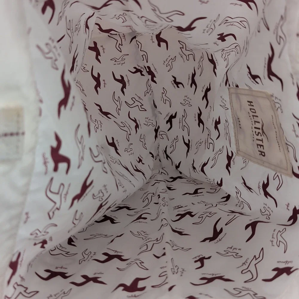 Y2K Hollister Canvas‎ Tote Bag Embroidered Beach Maroon White